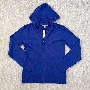 NWT Y2K 2008 Old Navy 100% Cashmere Hooded Zip Up Cardigan Sweater L Blue